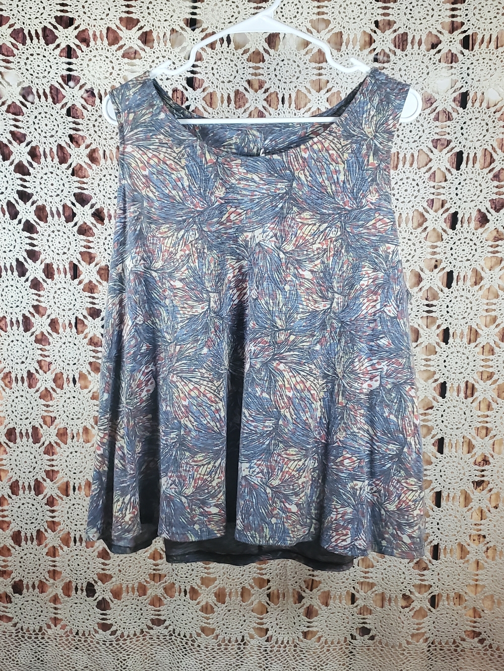 Printed Blue Floral Swing Tank Top